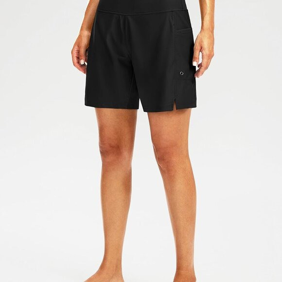 Women's 7" Long Swim Board Shorts High Waisted Quick Dry Beach Swimming Shorts f - Picture 2 of 6